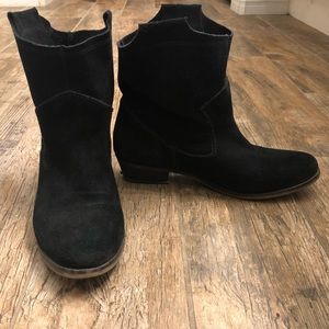 Black leather ankle boots